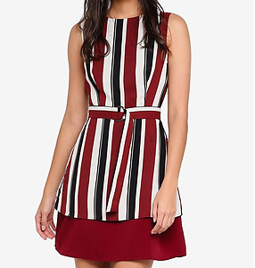 Vertical Stripped Layered Dress